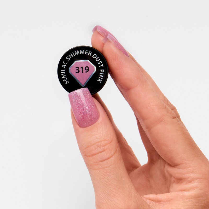 319-semilac-uv-gel-polish-shimmer-dust-pink-7ml 319 SEMILAC UV GEL POLISH – SHIMMER DUST PINK 7ML - Image 1